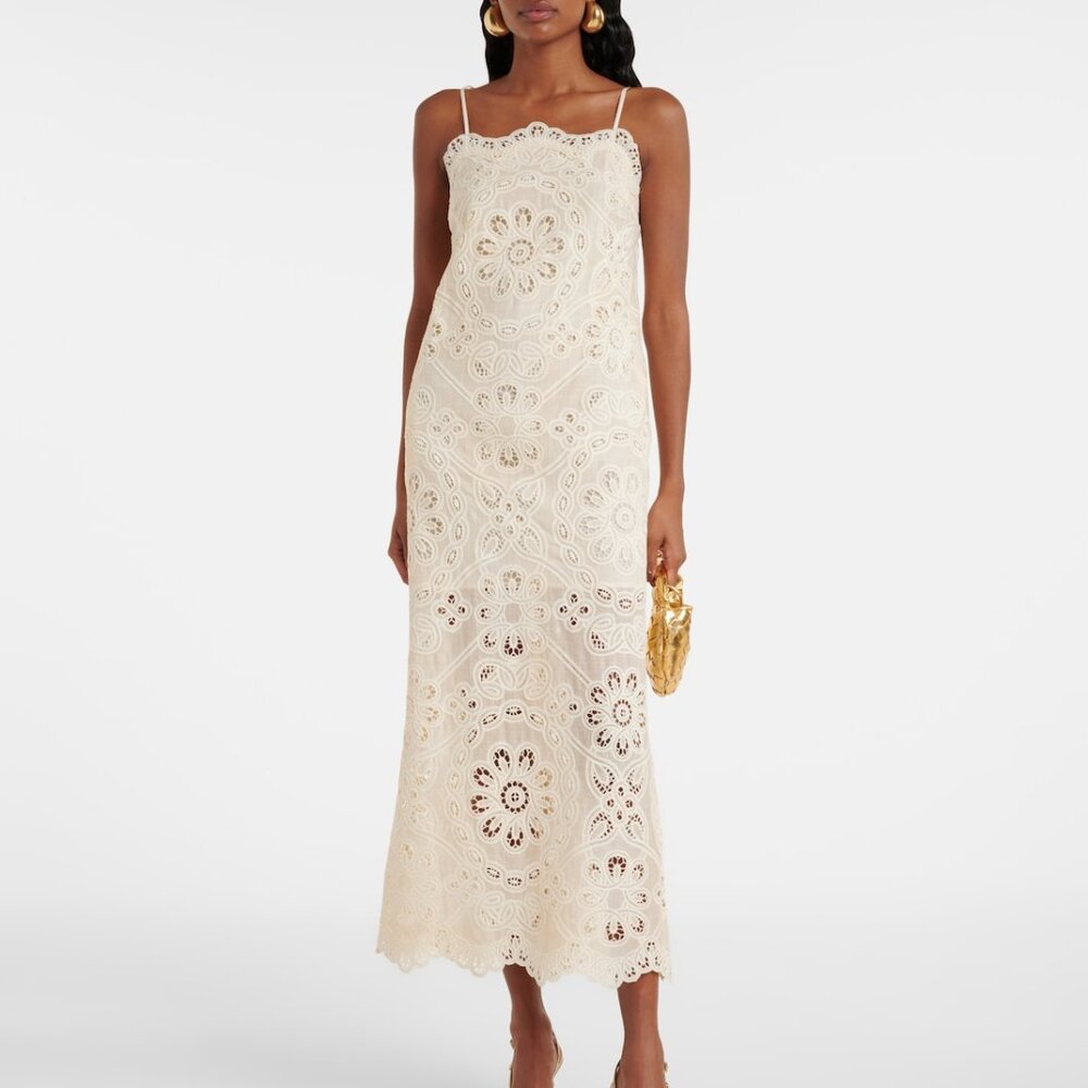 Zimmermann Rhiannon embroidered cotton midi dress